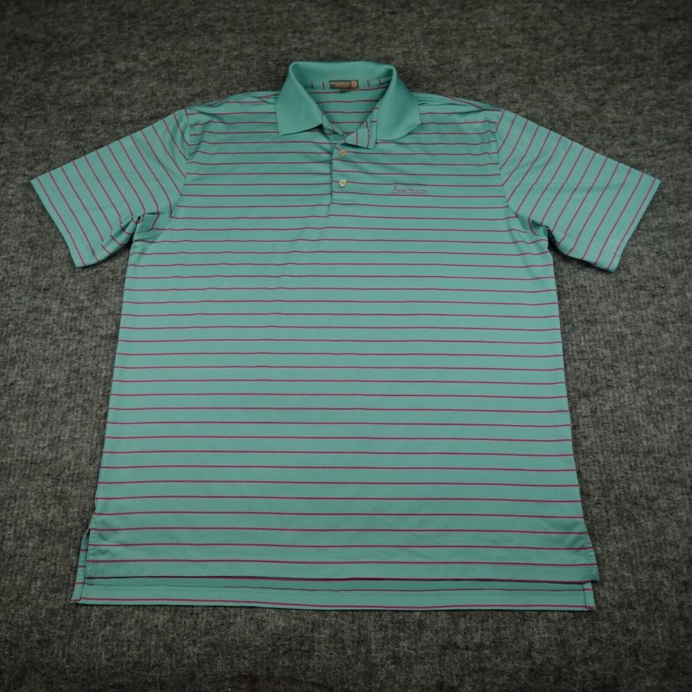 Peter Millar Summer‎ Comfort Polo Shirt Mens Extra Large Green Striped Sanctuary